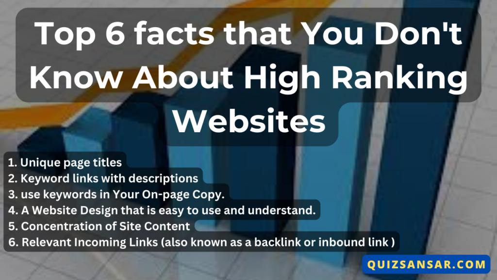 Top 6 facts that You Don't Know About High Ranking Websites